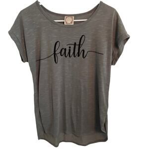 Truself Faith Novelty graphic Tshirt rhinestone bling M